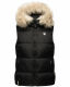 Marikoo Eisflöckchen ladies winter quilted vest with fur collar Schwarz-Gr.S