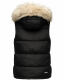 Marikoo Eisflöckchen ladies winter quilted vest with fur collar Schwarz-Gr.S