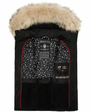Marikoo Eisfl&ouml;ckchen Damen Winter Steppweste mit Fellkragen Schwarz L - Gr. 40
