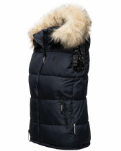 Marikoo Eisflöckchen ladies winter quilted vest with fur collar Navy-Gr.S