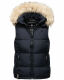 Marikoo Eisflöckchen ladies winter quilted vest with fur collar Navy-Gr.S