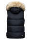 Marikoo Eisflöckchen ladies winter quilted vest with fur collar Navy-Gr.S