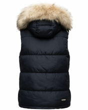 Marikoo Eisfl&ouml;ckchen Damen Winter Steppweste mit Fellkragen Navy XL - Gr. 42