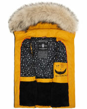 Marikoo Eisflöckchen ladies winter quilted vest with fur collar Gelb-Gr.XS