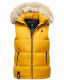 Marikoo Eisflöckchen Damen Winter Steppweste mit Fellkragen Gelb S - Gr. 36