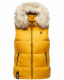 Marikoo Eisflöckchen Damen Winter Steppweste mit Fellkragen Gelb S - Gr. 36