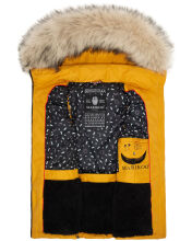 Marikoo Eisfl&ouml;ckchen Damen Winter Steppweste mit Fellkragen Gelb M - Gr. 38
