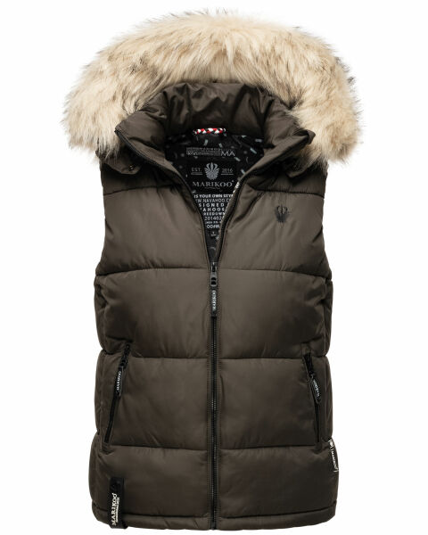 Marikoo Eisflöckchen ladies winter quilted vest with fur collar Anthrazit-Gr.S