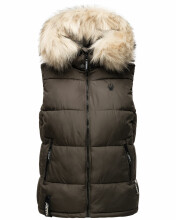 Marikoo Eisflöckchen ladies winter quilted vest with fur collar Anthrazit-Gr.S