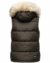 Marikoo Eisflöckchen ladies winter quilted vest with fur collar Anthrazit-Gr.S