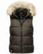 Marikoo Eisflöckchen ladies winter quilted vest with fur collar Anthrazit-Gr.S