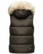 Marikoo Eisflöckchen ladies winter quilted vest with fur collar Anthrazit-Gr.S