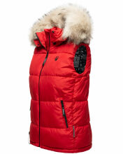 Marikoo Eisflöckchen ladies winter quilted vest with fur collar Rot-Gr.XS