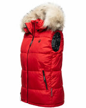 Marikoo Eisfl&ouml;ckchen Damen Winter Steppweste mit Fellkragen Rot S - Gr. 36