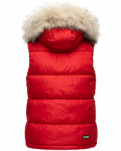 Marikoo Eisfl&ouml;ckchen Damen Winter Steppweste mit Fellkragen Rot S - Gr. 36