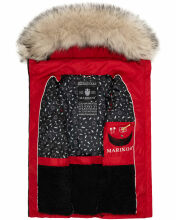 Marikoo Eisfl&ouml;ckchen Damen Winter Steppweste mit Fellkragen Rot S - Gr. 36