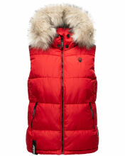 Marikoo Eisfl&ouml;ckchen Damen Winter Steppweste mit Fellkragen Rot M - Gr. 38