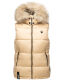 Marikoo Eisflöckchen ladies winter quilted vest with fur collar Beige-Gr.XS