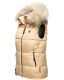 Marikoo Eisflöckchen ladies winter quilted vest with fur collar Beige-Gr.XS