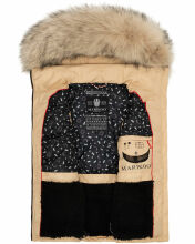 Marikoo Eisfl&ouml;ckchen Damen Winter Steppweste mit Fellkragen Beige S - Gr. 36