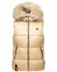 Marikoo Eisflöckchen ladies winter quilted vest with fur collar Beige-Gr.M