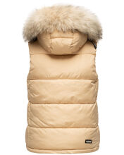 Marikoo Eisfl&ouml;ckchen Damen Winter Steppweste mit Fellkragen Beige XL - Gr. 42