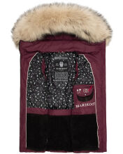 Marikoo Eisfl&ouml;ckchen Damen Winter Steppweste mit Fellkragen Weinrot L - Gr. 40