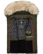 Marikoo Eisfl&ouml;ckchen Damen Winter Steppweste mit Fellkragen Olive XXL - Gr. 44