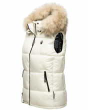 Marikoo Eisfl&ouml;ckchen Damen Winter Steppweste mit Fellkragen Offwhite S - Gr. 36