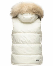 Marikoo Eisfl&ouml;ckchen Damen Winter Steppweste mit Fellkragen Offwhite S - Gr. 36