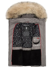 Marikoo Eisfl&ouml;ckchen Damen Winter Steppweste mit Fellkragen Grau S - Gr. 36