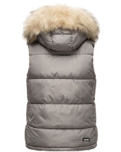 Marikoo Eisfl&ouml;ckchen Damen Winter Steppweste mit Fellkragen Grau L - Gr. 40