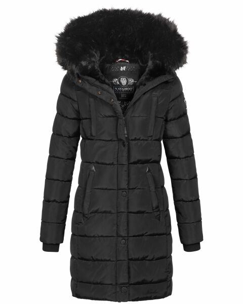 Navahoo Lotusblüte Princess Damen lange Winter Steppjacke Schwarz-Gr.XS