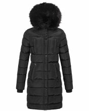 Navahoo Lotusblüte Princess Damen lange Winter Steppjacke Schwarz-Gr.XS