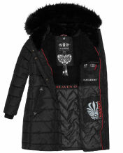 Navahoo Lotusblüte Princess ladies long winter quilted jacket Schwarz-Gr.XS