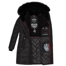 Navahoo Lotusblüte Princess Damen lange Winter Steppjacke Schwarz-Gr.XS