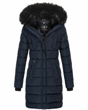 Navahoo Lotusblüte Princess Damen lange Winter Steppjacke Navy-Gr.S