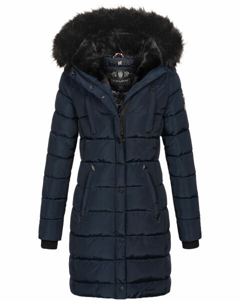 Navahoo Lotusblüte Princess Damen lange Winter Steppjacke Navy-Gr.M