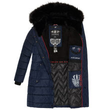 Navahoo Lotusblüte Princess Damen lange Winter Steppjacke Navy-Gr.M