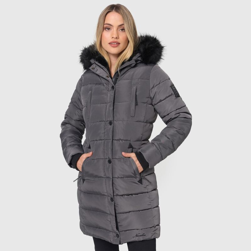 Navahoo Lotusblüte Princess Damen lange Winter Steppjacke Anthr.-Gr.XXL