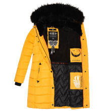 Navahoo Lotusblüte Princess Damen lange Winter Steppjacke Gelb-Gr.XS