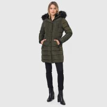 Navahoo Lotusblüte Princess Damen lange Winter Steppjacke Olive-Gr.XS