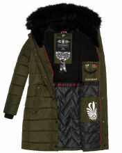 Navahoo Lotusblüte Princess ladies long winter quilted jacket Olive-Gr.XS