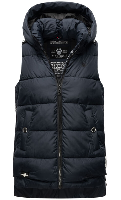 Marikoo Zarinaa Damen Weste Steppweste Ärmellose Jacke Navy