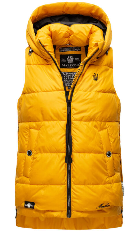Marikoo Zarinaa Damen Weste Steppweste Ärmellose Jacke Gelb-Gr.S