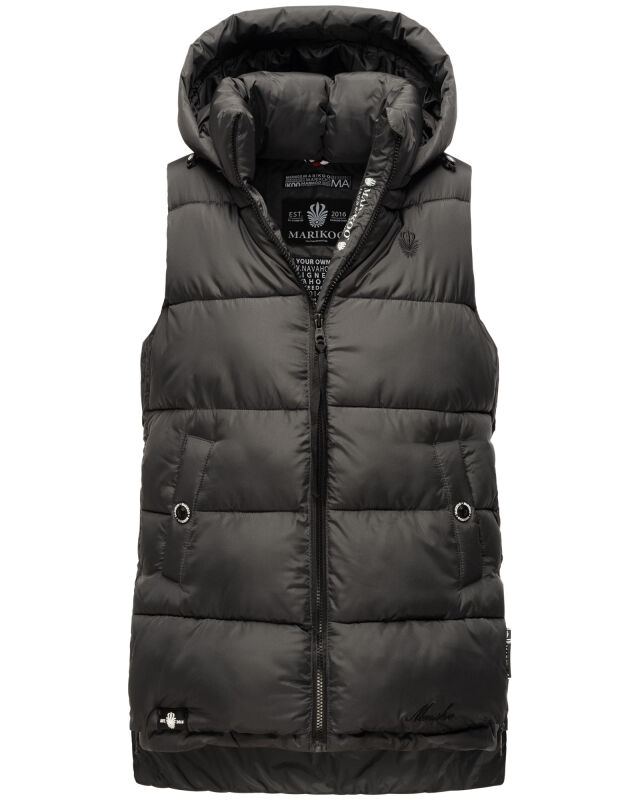 Marikoo Zarinaa Damen Weste Steppweste &Auml;rmellose Jacke Anthrazit-Gr.S