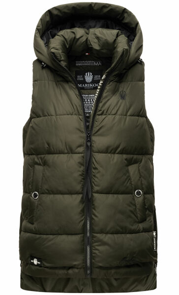 Marikoo Zarinaa Damen Weste Steppweste Ärmellose Jacke Olive-Gr.L