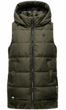 Marikoo Zarinaa Damen Weste Steppweste Ärmellose Jacke Olive-Gr.L