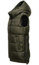Marikoo Zarinaa Damen Weste Steppweste Ärmellose Jacke Olive-Gr.L