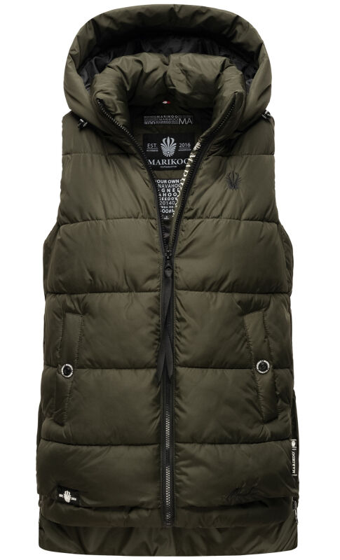 Marikoo Zarinaa Damen Weste Steppweste &Auml;rmellose Jacke Olive-Gr.XXL